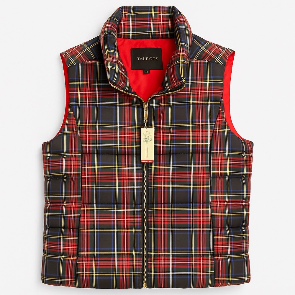 Talbots Down Puffer Vest – Women’s Plus Size 2X – Plaid Print